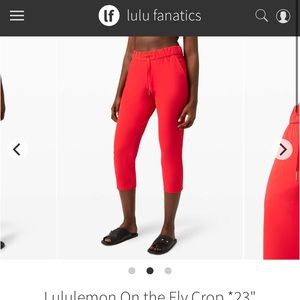 Lululemon On the Fly Crop *23" Carnation Red NWT size 2